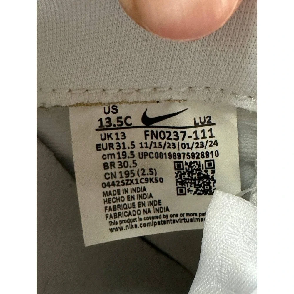 Nike Force 1 Low EasyOn (PS) Triple White Sneakers FN0237-111 Kids Size 13.5C